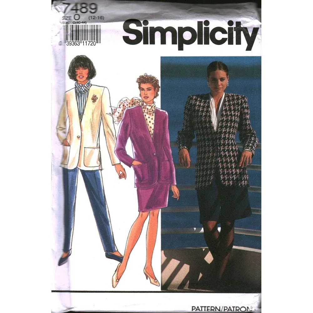 Simplicity 7489 Sewing Pattern Misses Jacket Pants Shorts Skirt Size 12-16 Vtg